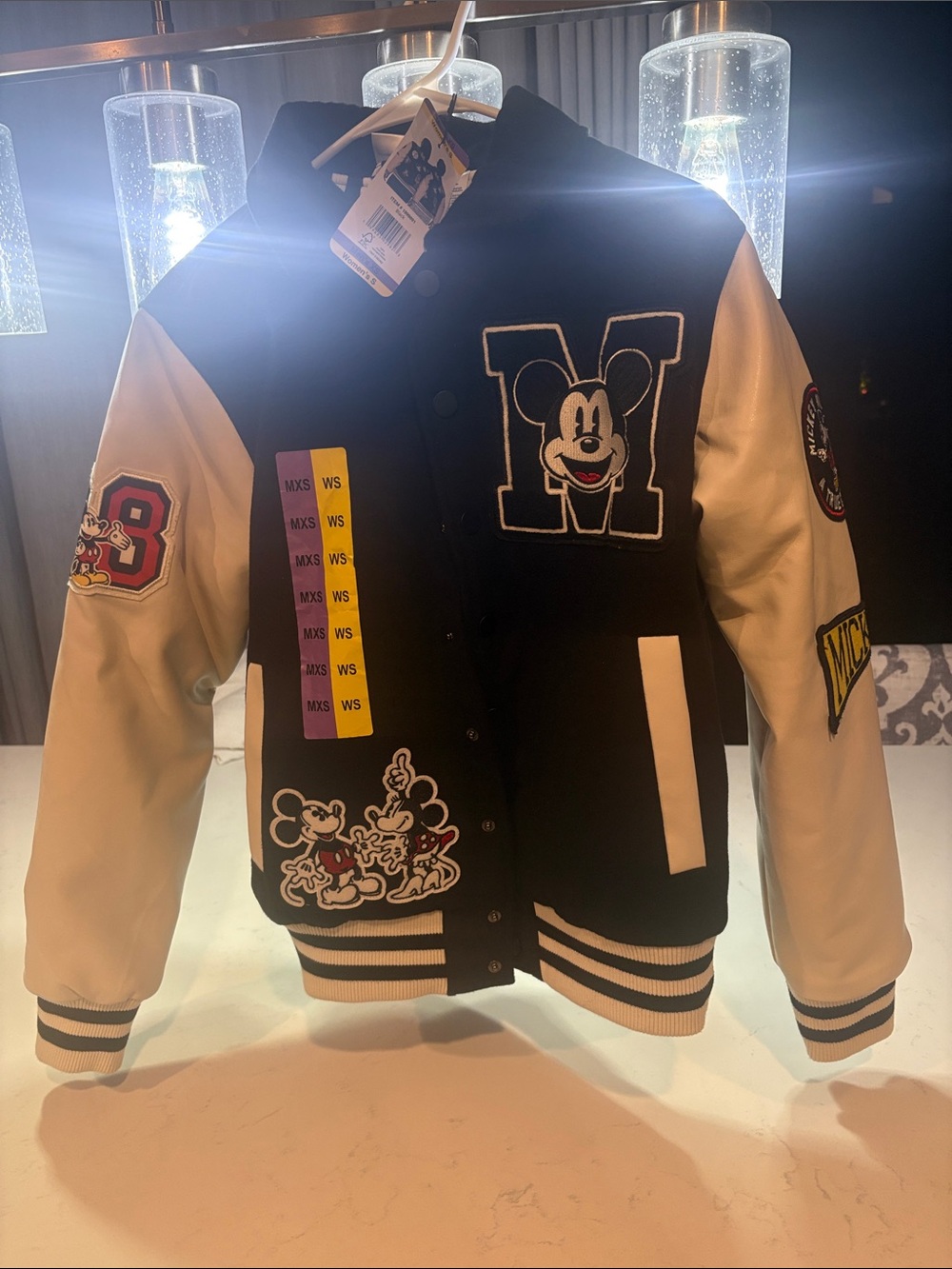 Women's Black & Cream Mickey Patch Varsity Blazer
